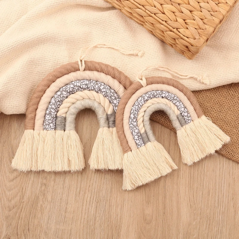 

Room Decoration Handmade Woven Cotton Rope Rainbow Wall Hanging Photo Props