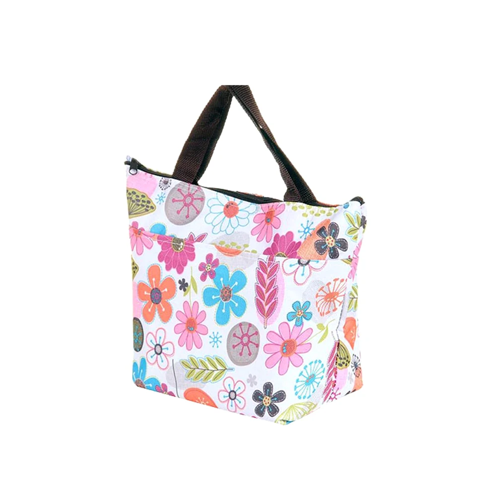 

Flower Print Lunch Bag Waterproof Lunch Tote Insulated Cooler Carry Bag For Food