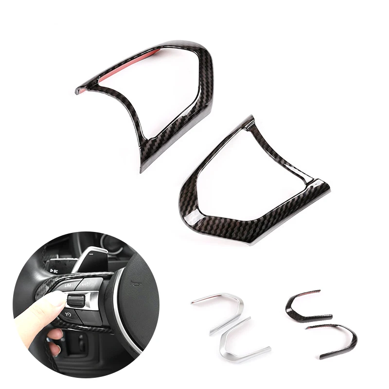 

For BMW 1 2 3 4 5 6 Series F30 F10 F20 F32 X5 X6 F15 F16 M Sport Steering Wheel Panel Switch Button Carbon Texture Cover Decor