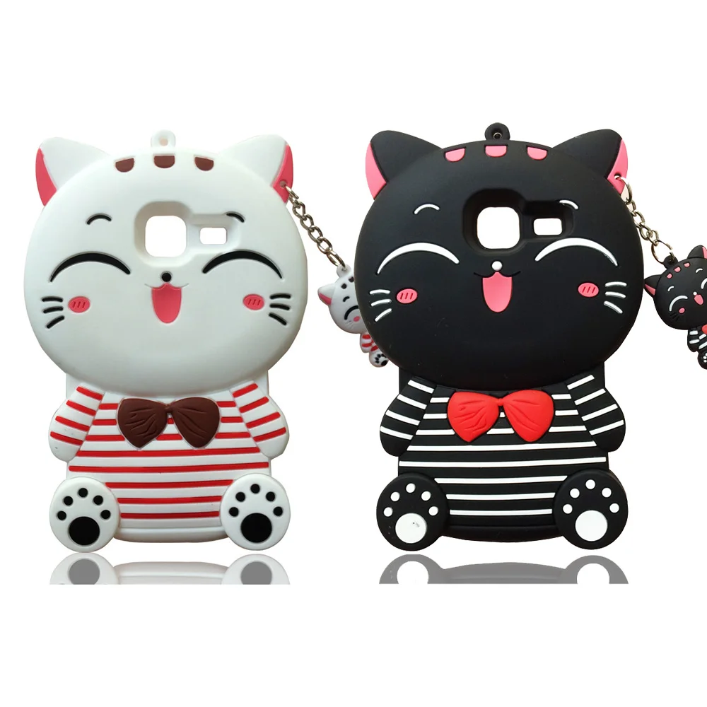 

For Samsung Galaxy J1 mini 3D Cute Cartoon Lucky Cat Soft Silicone Case Phone Shockproof Back Cover Shell Skin with Chain