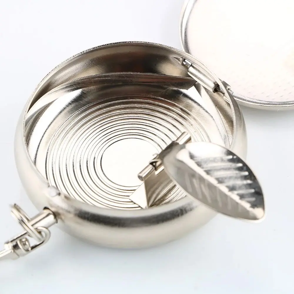 

Mini Stainless Steel Vehicle Round Shaped Smoking Accessories Cigarette Ashtray Key Chain Cigarette Supplies
