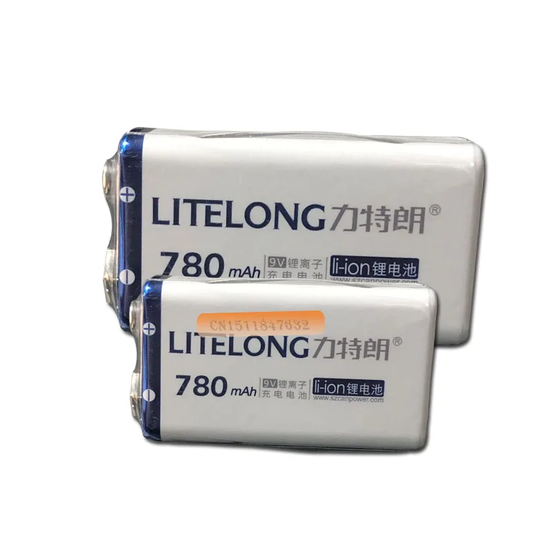Литий ионные перезаряжаемые аккумуляторные батареи LITELONG 780 мАч 9 В 1