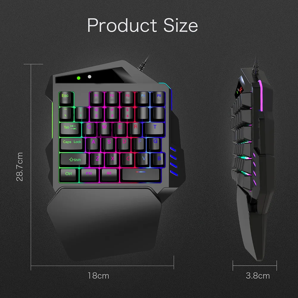 

V500 One-handed Gaming Keyboard RGB Illuminated Keyboard with Converter Gaming Accessory DQ-Drop