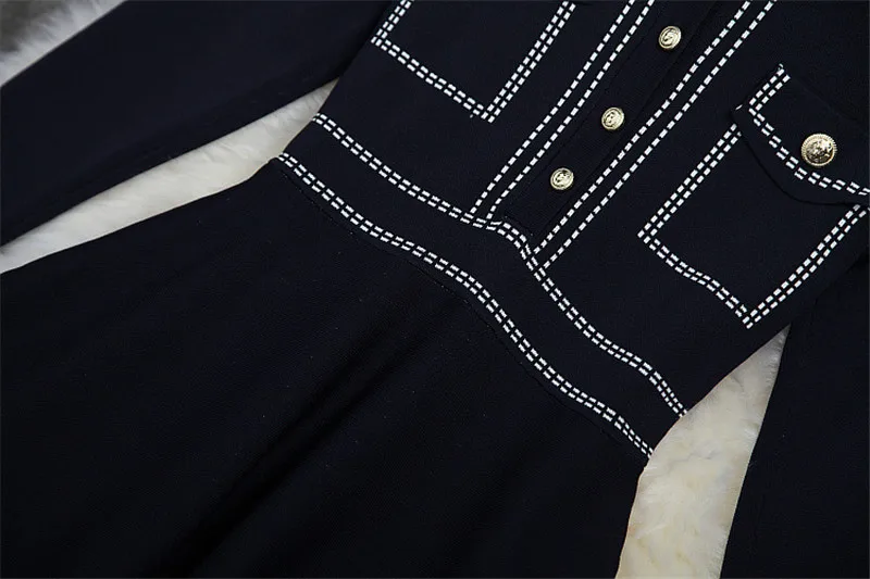Новое Брендовое модное дизайнерское осеннее платье для подиума женское Vestidos с длинными рукавами и пуговицами, однотонные короткие вязаные платья-свитера Aline