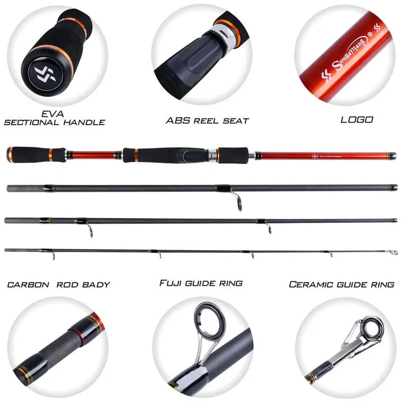 Удочка Sougayilang карбоновая спиннинговая удочка для ловли карпа забрасывания рыбы