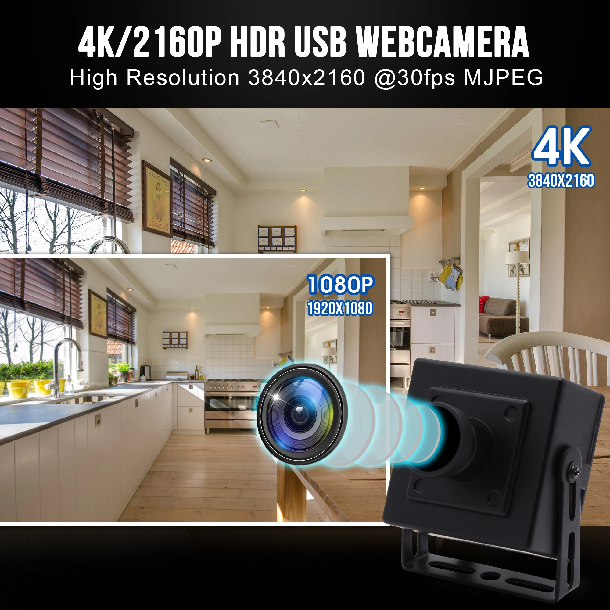 170 градусов рыбий глаз 4K USB веб-камера MJPEG 30fps 3840x2160 Мини CMOS с микрофоном для