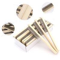 3pc stainless steel wire bristle wood handle wire brush 210mm length