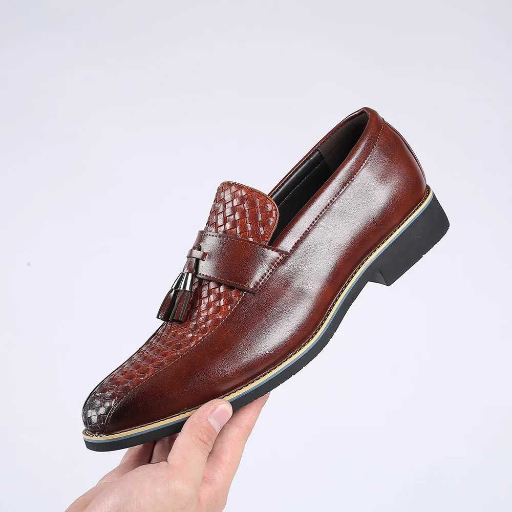 

Туфли мужские классические оксфорды, лоферы, без застежки, бахрома, для офиса, свадьбы, 2021