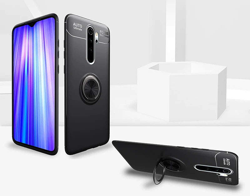 MAKAVO для Xiaomi Redmi Note 8 Pro Чехол-держатель с кольцом на палец Матовая Мягкая силиконовая задняя крышка для Xiomi Redmi Note 8 чехол для телефона