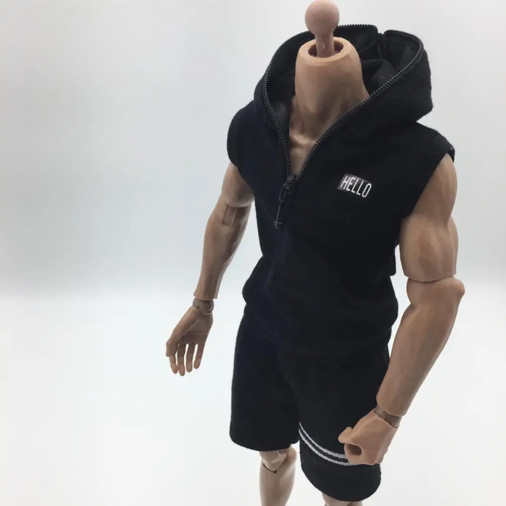 

1/6 Male Figures Body Clothing Sleeveless Hoodie Sweatshirt for 12'' BBI DID