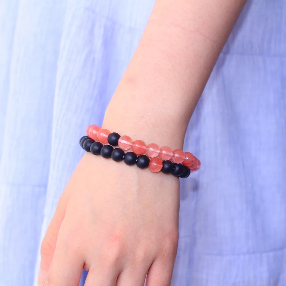 Парные браслеты ювелирные изделия женский розовый камень браслет Masdargas желе