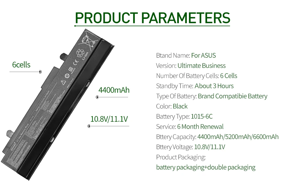 ApexWay 6 ячеек Батарея для Asus A31-1015 A32-1015 Eee PC 1011 1015P 1016 1215 1215N 1215P 1215T VX6 R011 R051