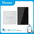 Умный настенный выключатель SONOFF TX T2T3, стеклянная панель, Wi-FiRF 433 APPсенсорное управление, настенный выключатель, работает с Google Home, Alexa