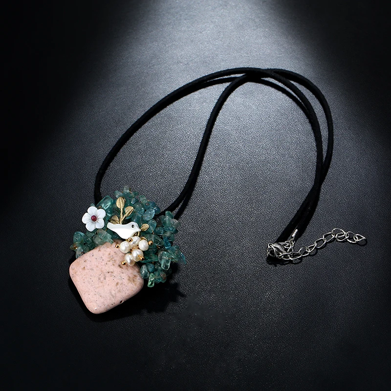 KCALOE Pink Square Natural Stone Brooches Hijab Pins Shell Flowers Pearl Irregular Blue Stones Vintage Brooch Gifts For Women | Украшения и