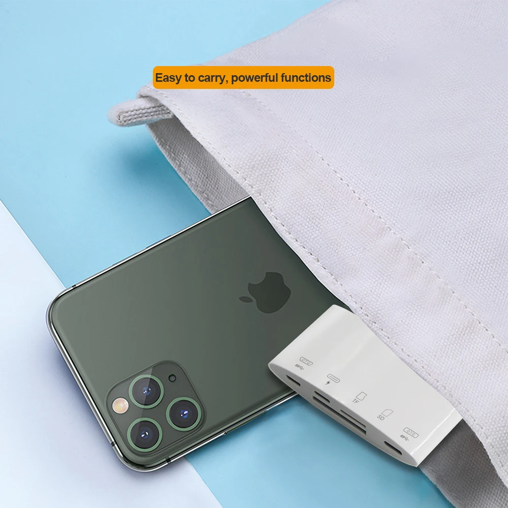 

OTG lightning adapter Micro USB-C SD TF card reader kit for iphone ipad for apple ios 14 13 converter