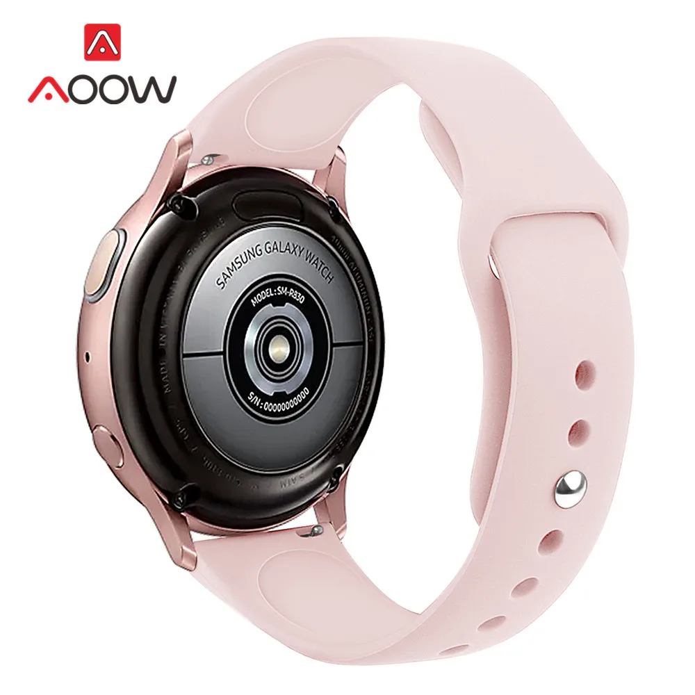 Pink 20 мм 22 мм силиконовый ремешок для samsung Galaxy Watch Active 2 40 мм 44 мм 42 мм gear S2 S3 Active2 Amazfit huawei браслет Band Correa - Цвет ремешка: Pink
