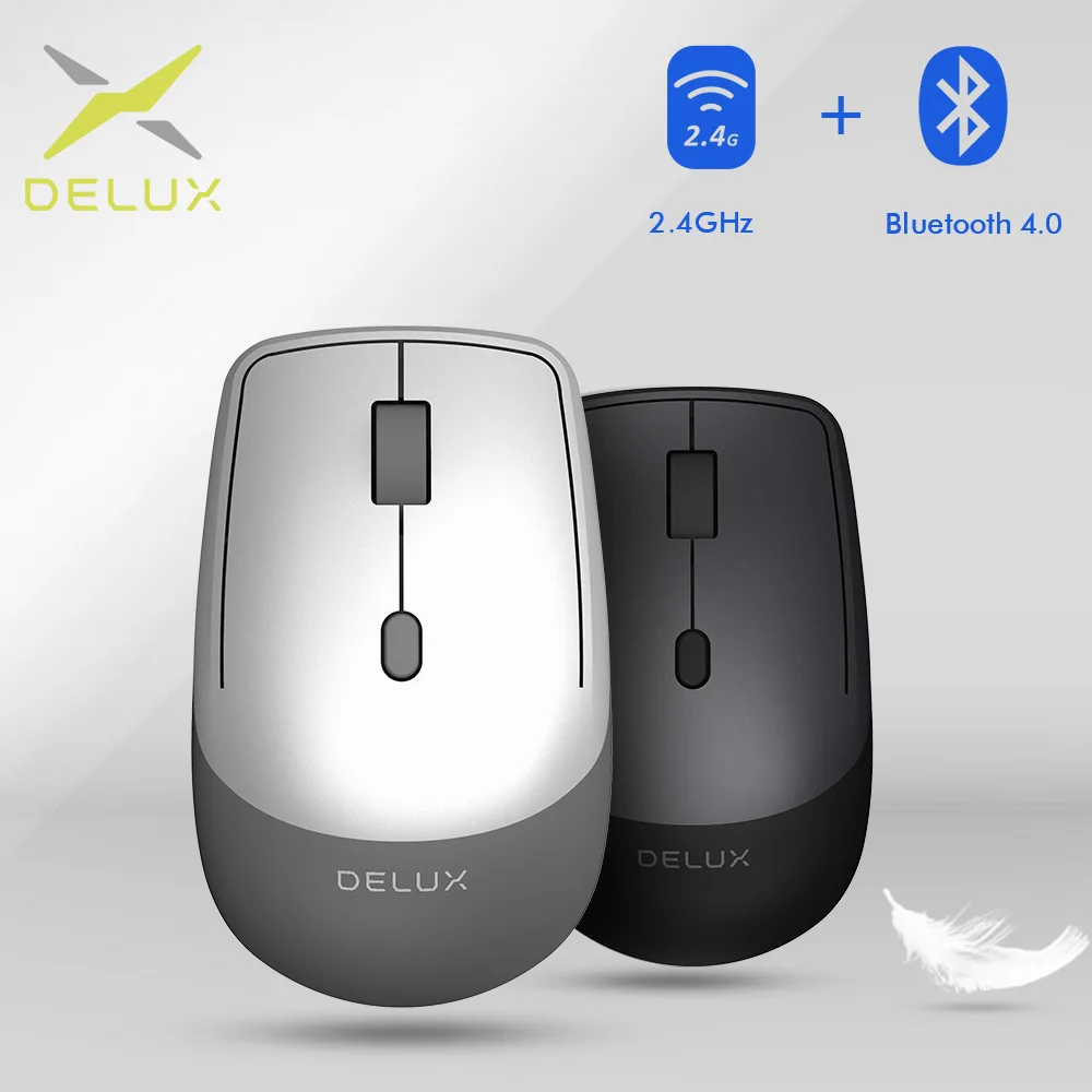 Delux M330DB Беспроводная офисная мышь 2 4 ГГц Bluetooth 0 2400 DPI эргономичная светильник Кая