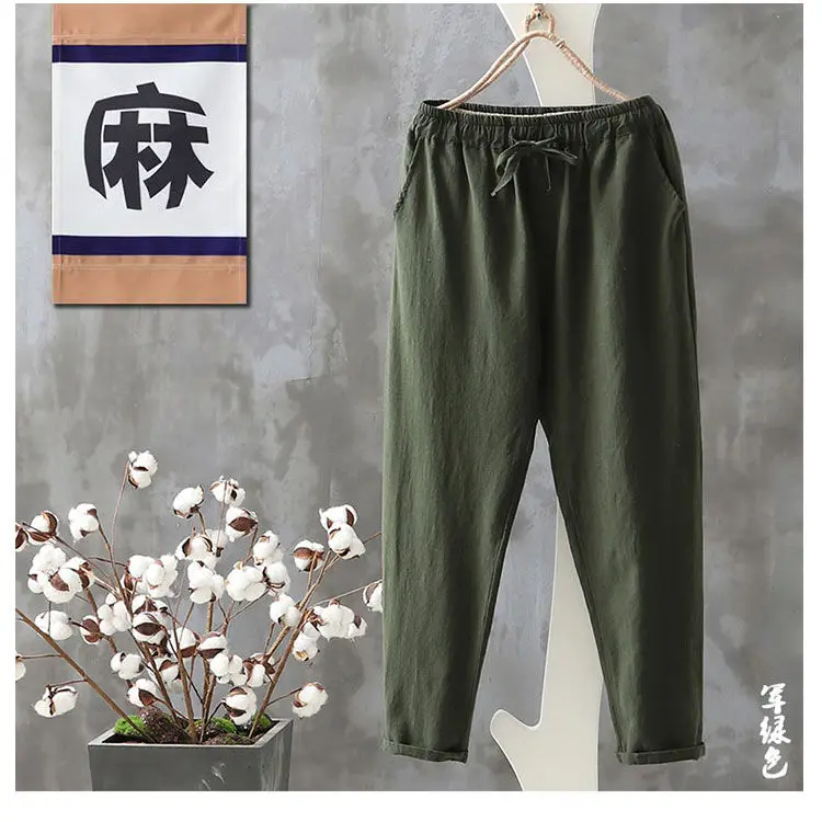 Neploe осенние женские брюки Pantalon Femme хлопковые льняные шаровары, брюки больших размеров на шнурке, женские свободные повседневные штаны 54594