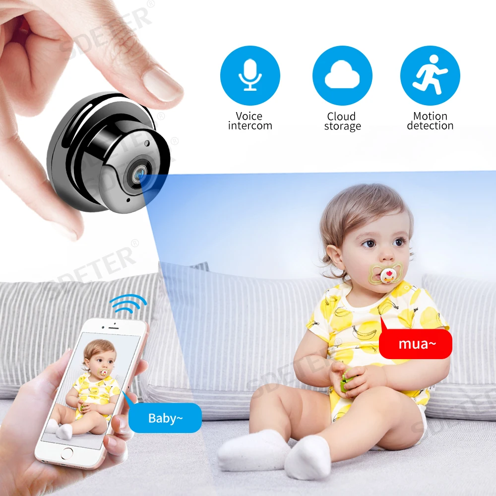 

SDETER Mini Camera WIFI 1080P Baby Monitor Video Surveillance Camera Security CCTV Night Vision Two Way Talk Nanny Micro Camera