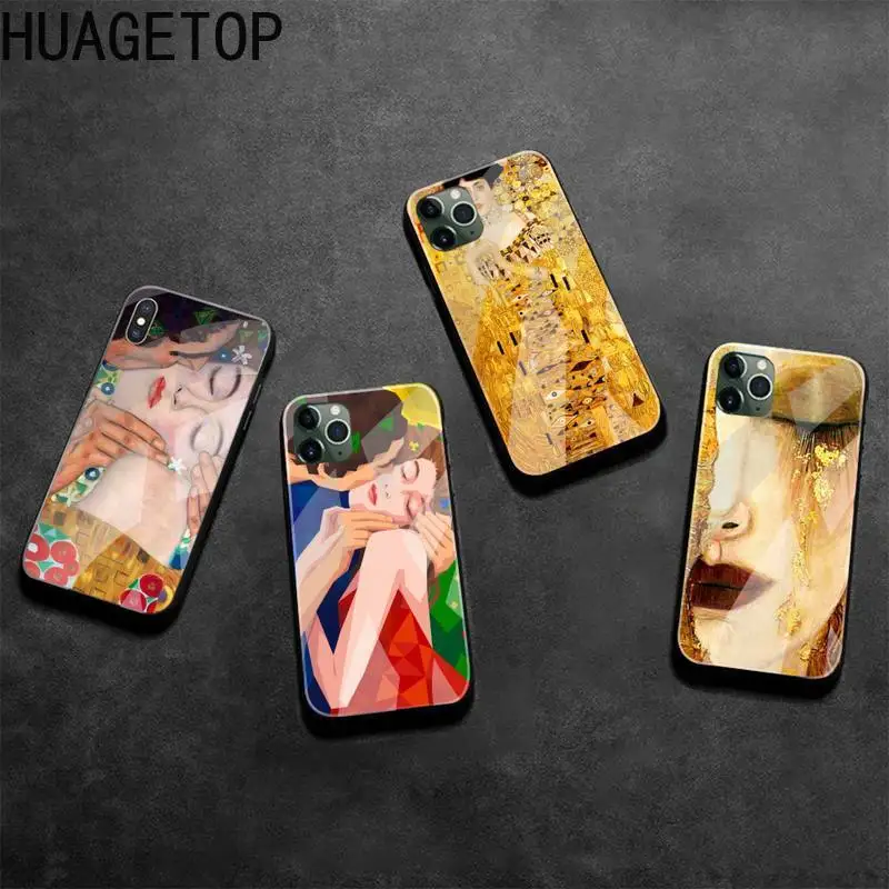 Мягкий чехол для телефона Kiss by Gustav Klimt закаленное стекло iPhone 11 Pro XR XS MAX 8X7 6S 6 Plus SE