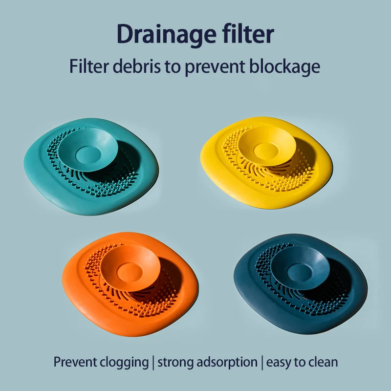 

Shower Drain Silicone Kitchen Sink Filter Hair Catcher Stopper Bathroom Floor Drain Cover Universal Anti-clogging Sink Strainer