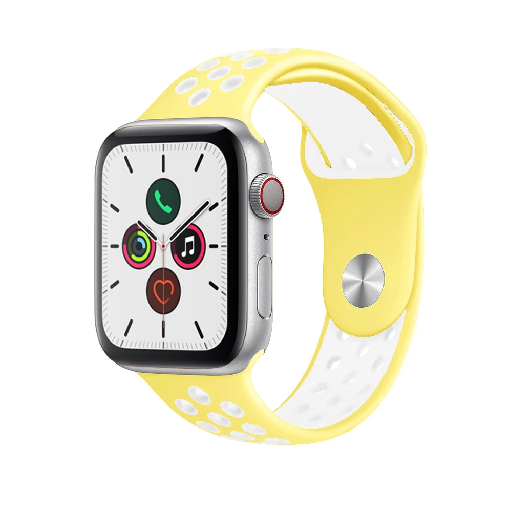 Силиконовый ремешок для apple watch 5 4 band correa apple watch 44 мм 40 мм 42 мм 38 мм iwatch 5 4 3 2 1 спортивный браслет на запястье - Цвет ремешка: NEW mellow yellow