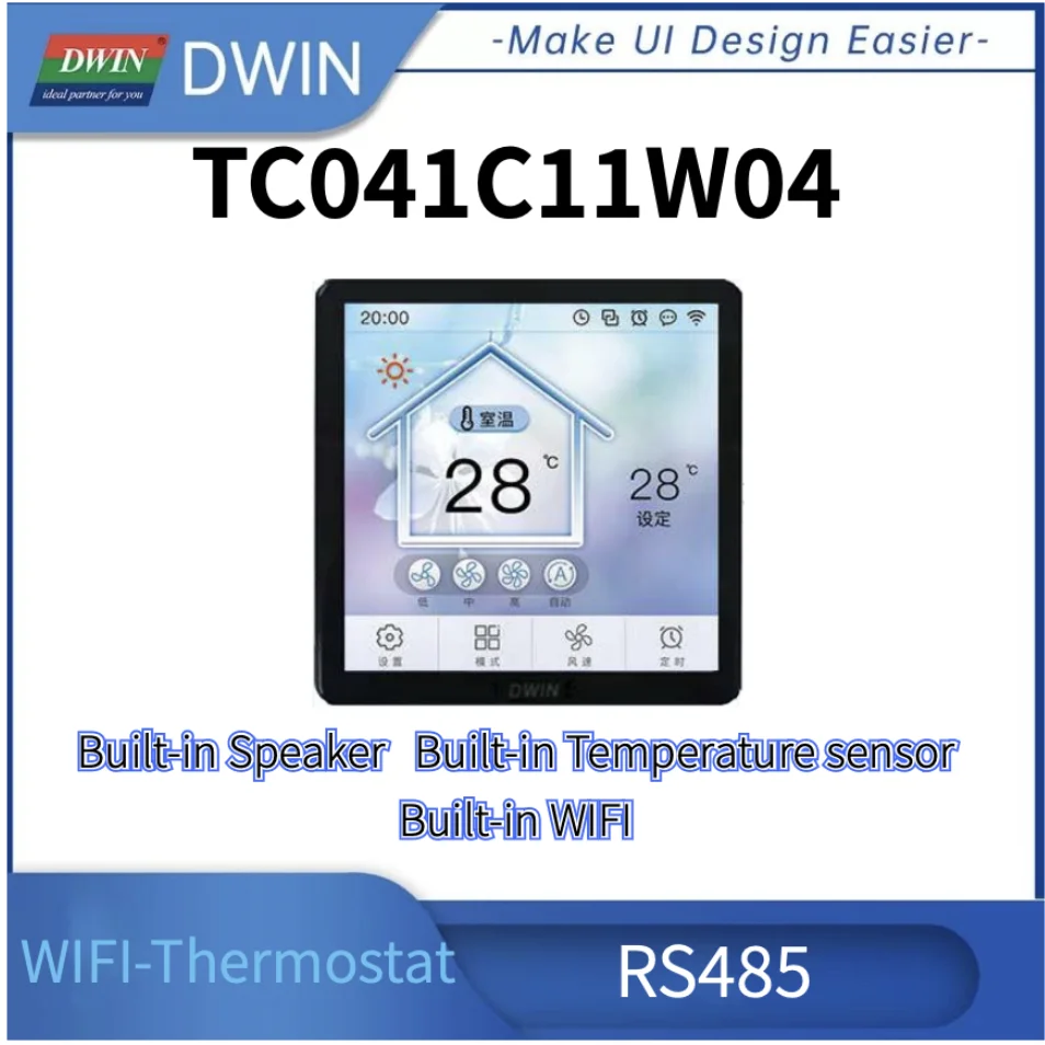 

DWIN 4.1 Inch LCD Display Thermostat 720*720 Smart Home Wall mounted HMI IOT touch panel