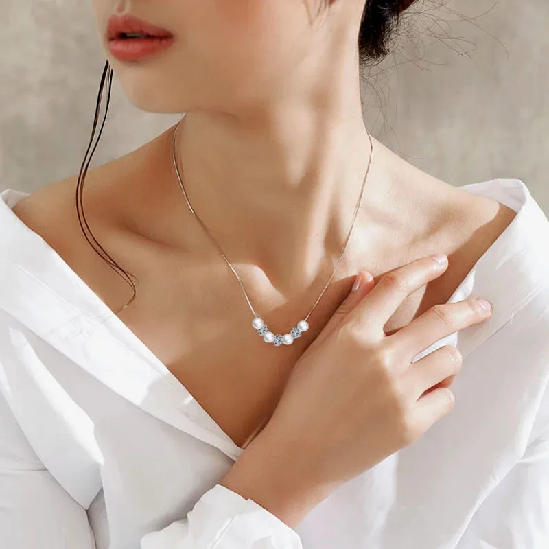 LEEKER винтажное серое белое жемчужное ожерелье для женщин Rolling Crystal Beads розовое золото серебро цвет цепи 188 LK1