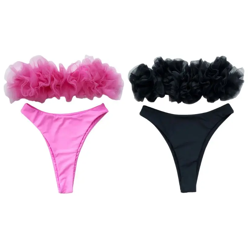 Для женщин сексуальный из двух частей комплект бикини с открытыми плечами без