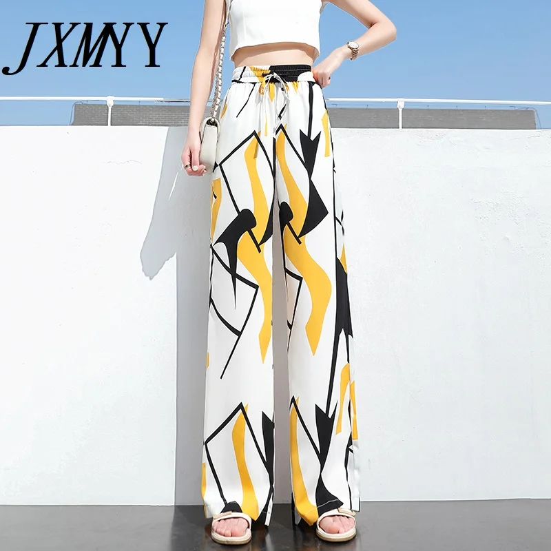 

Color Wide-Leg Trousers Women's Trousers Thin Section Drape Casual Mopping Loose High Waist Pants Women 2021 Summer New Style