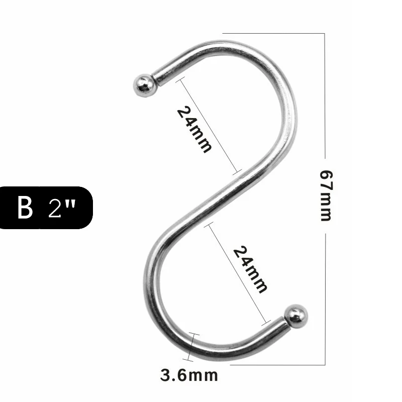 B (6.7cm) XZJJA 2-8 шт Металлические форменные крючки для кухни, аксессуары для ванной комнаты, подвесные стеллажи для хранения, вешалка для ключей, органайзер для мелочей, крючки для мясника - Цвет: B (6.7cm)