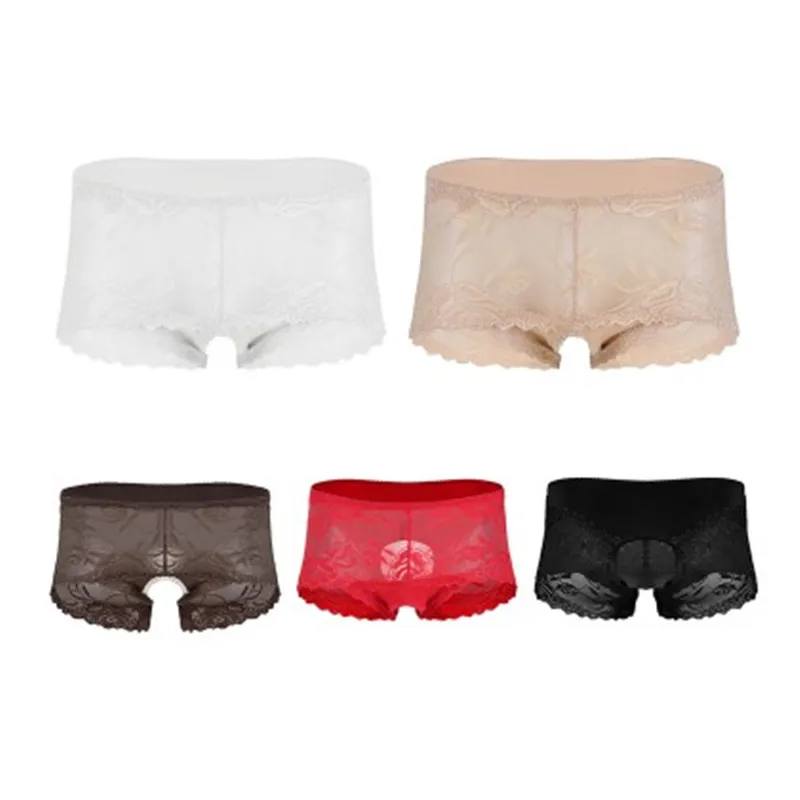Mens Sexy Lace Underwear Transparent Crotchless Panties See Though Sheer Ruffle Bikini Briefs Stretch Sissy Triangle | Тематическая