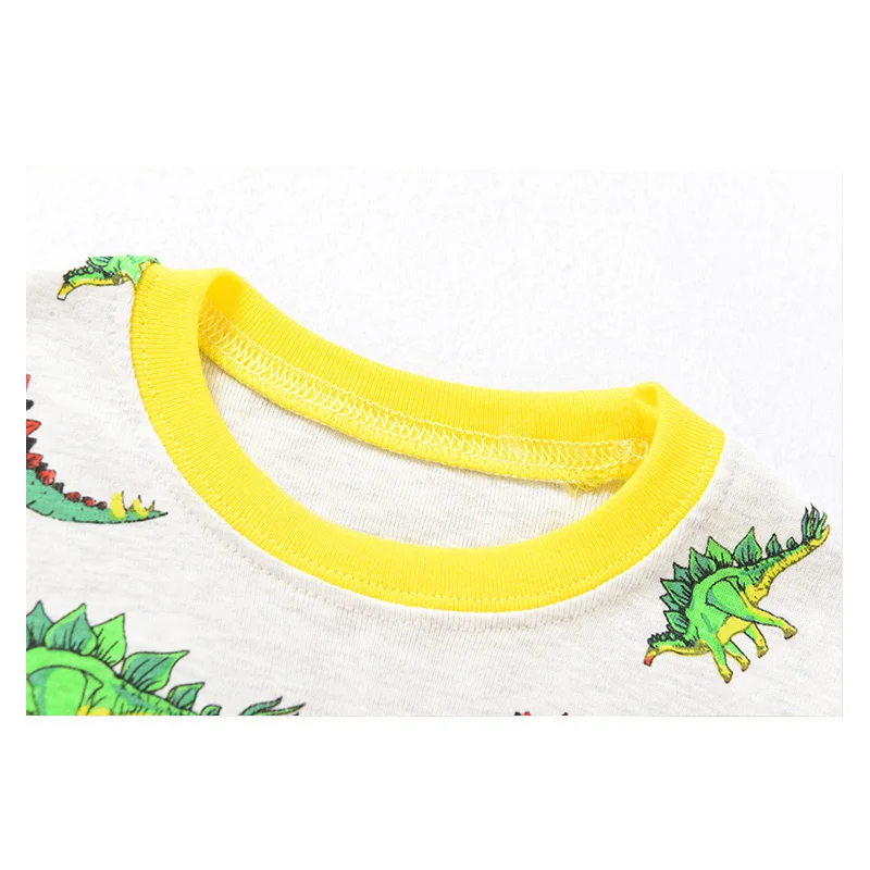 Детская Пижама с динозавром длинным рукавом из 100% хлопка пижама для мальчиков и