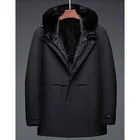 Роскошная Одежда из меха норки, мужское зимнее теплое пальто из натурального меха, ветрозащитные парки с капюшоном, Высококачественная куртка из натурального меха