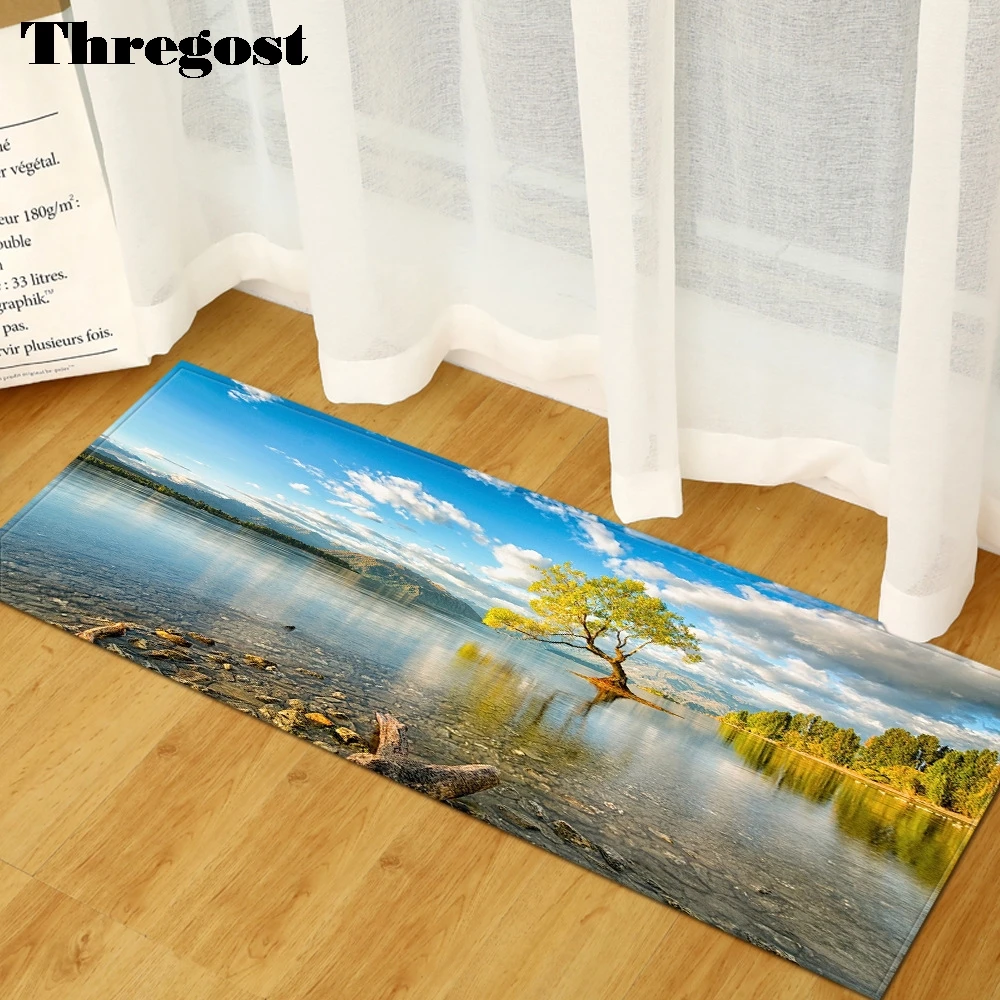 

Thregost Machine Washable Mat Scenic Printed 3D Rugs for Bedroom Living Room Soft Mat Indoor Outdoor Rug Long Floor Carpet