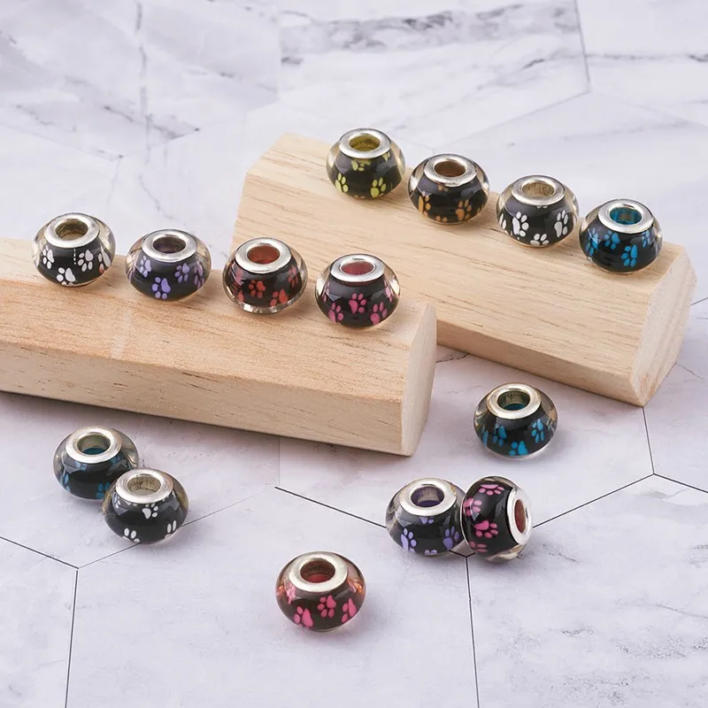 PandaHall 100 шт. акриловые бусины в европейском стиле форме собачьей лапы узор с