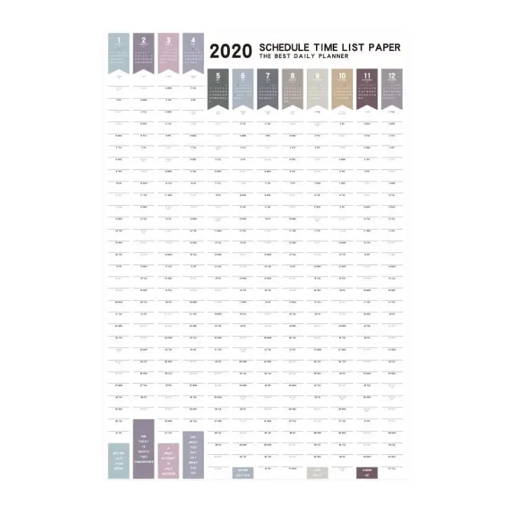 

1 Pcs Cute 2019 2020 Year 365 Days Paper Wall Calendar Agenda Daily Planner Notes Large Study To Do List Stationery Gifts