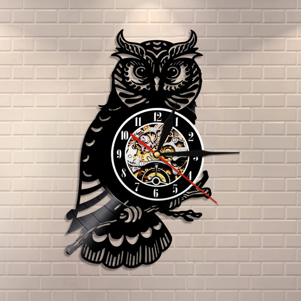 Часы с виниловой пластиной и изображением орла совы декоративные настенные часы