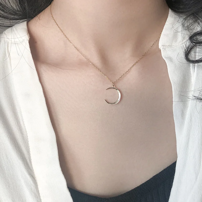 

New Arrival 925 Sterling Silver Cute Moon Statement Necklace For Women Girls Trendy Jewelry Valentines Day Gift Wholesale