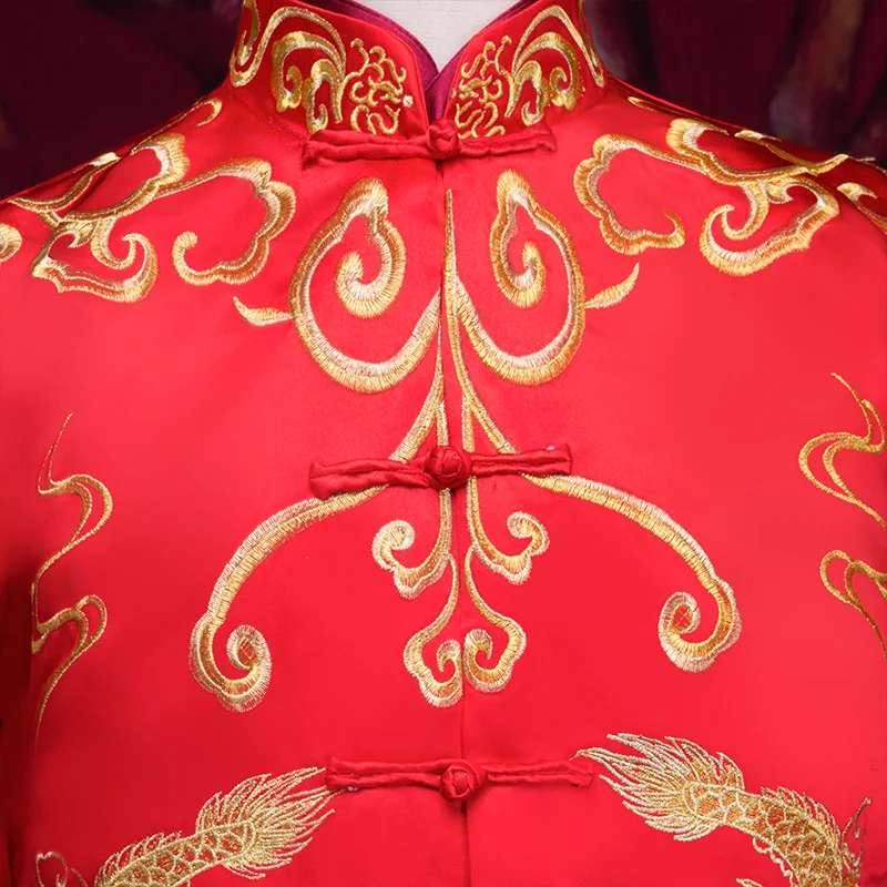 Новое поступление мужской золотой костюм в китайском стиле платье для жениха