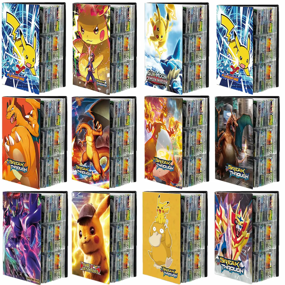 &Aacute;lbum de colecci&oacute;n de Pokemon con 9 tarjetas para ni&ntilde;os, carpeta para colecci&oacute;n de libros, 9 bolsillos, mapa de Anime, carpeta de juegos, lista de carga superior, juguete para regalo, 432 tarjetas-1