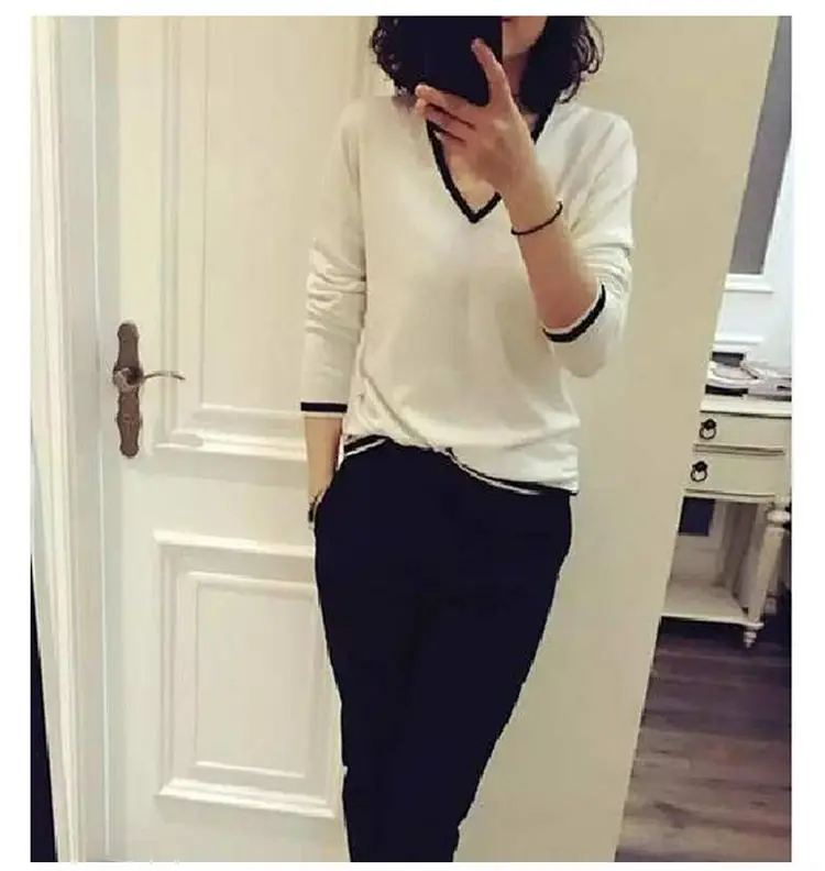 

Soft Cashmere Elastic Sweaters and Pullovers for Women Autumn Winter Sweater V-Neck Female Jumper S-XXL Knitted Tops