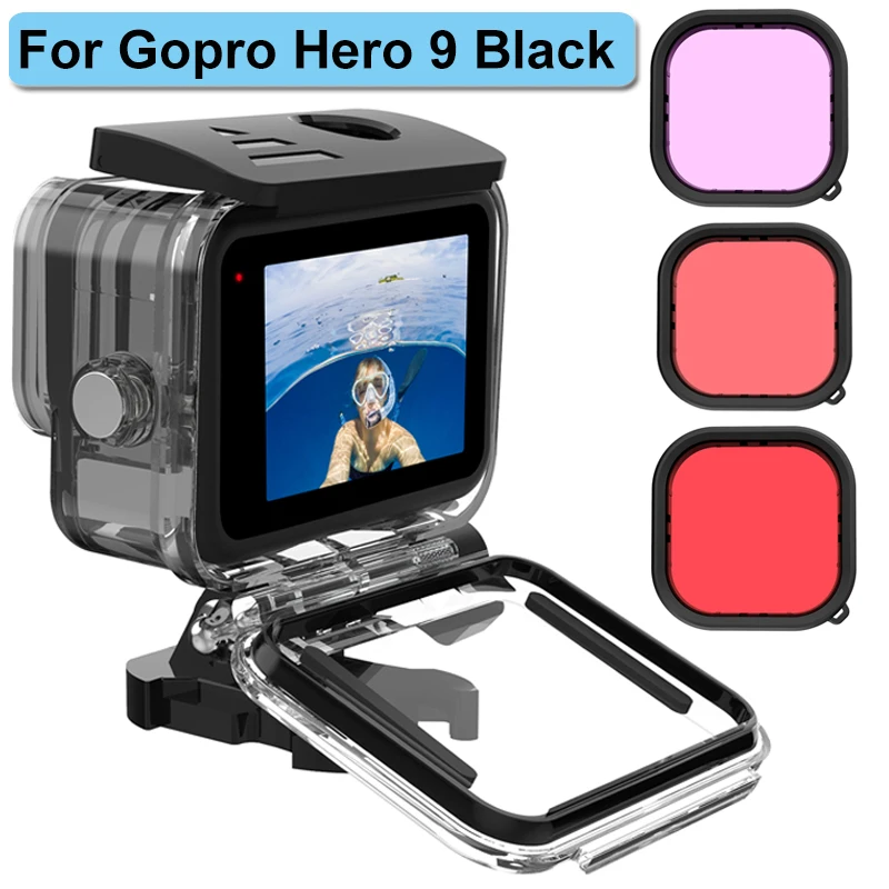 

For Gopro Hero 9 Black Waterproof Housing Case Diving Filter Lens Underwater 50M Protective Shell Box for go pro 9 Accessories