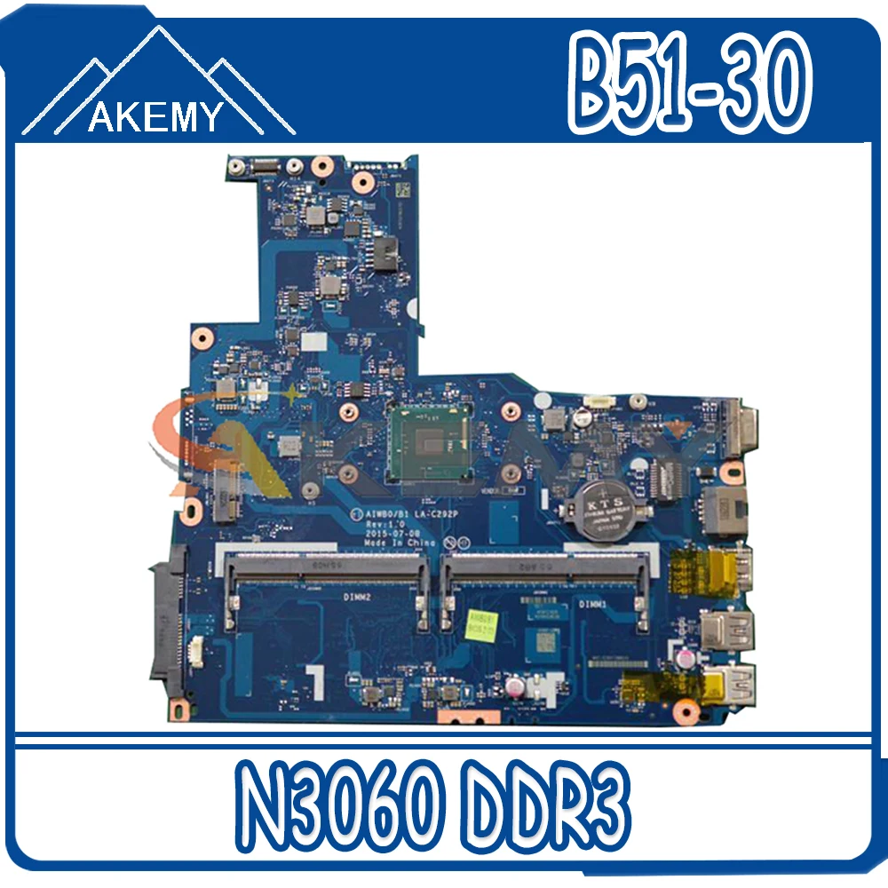 

Akemy For Lenovo B51-30 AIWBO/B1 LA-C292P Laptop Motherboard CPU N3060 DDR3 (with Fingerprint connector) 100% Test OK
