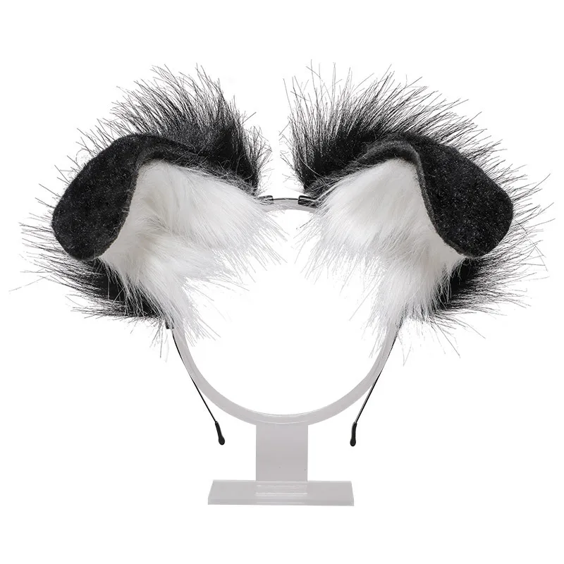 Пушистая плюшевая складная повязка на голову с кошачьими ушками контрастный