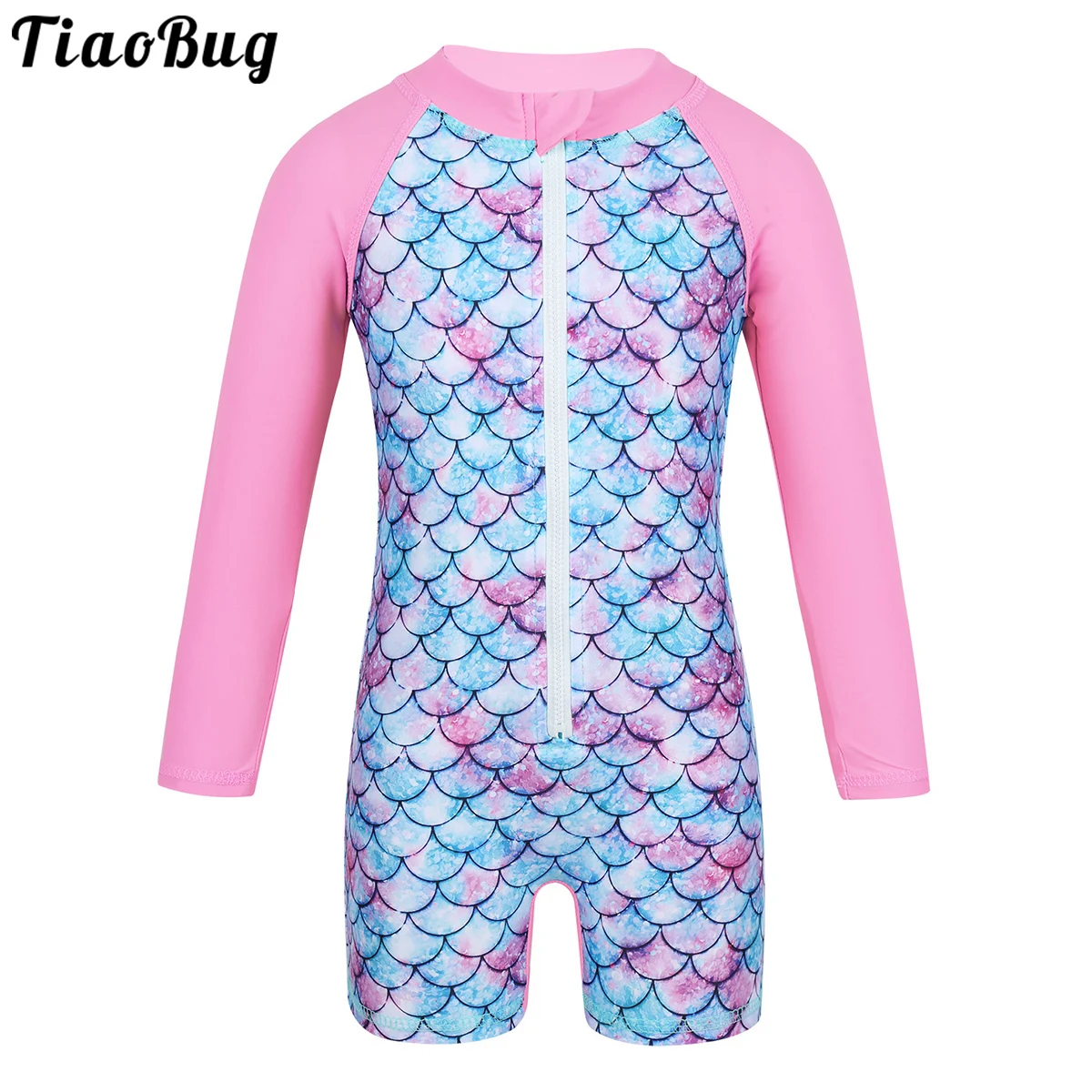 

TiaoBug Infant Baby Girls One-Piece Long Sleeves Mermaid Fish Sales Pattern Printed Rash Guard Swimsuit Swimwear Bathing Suit