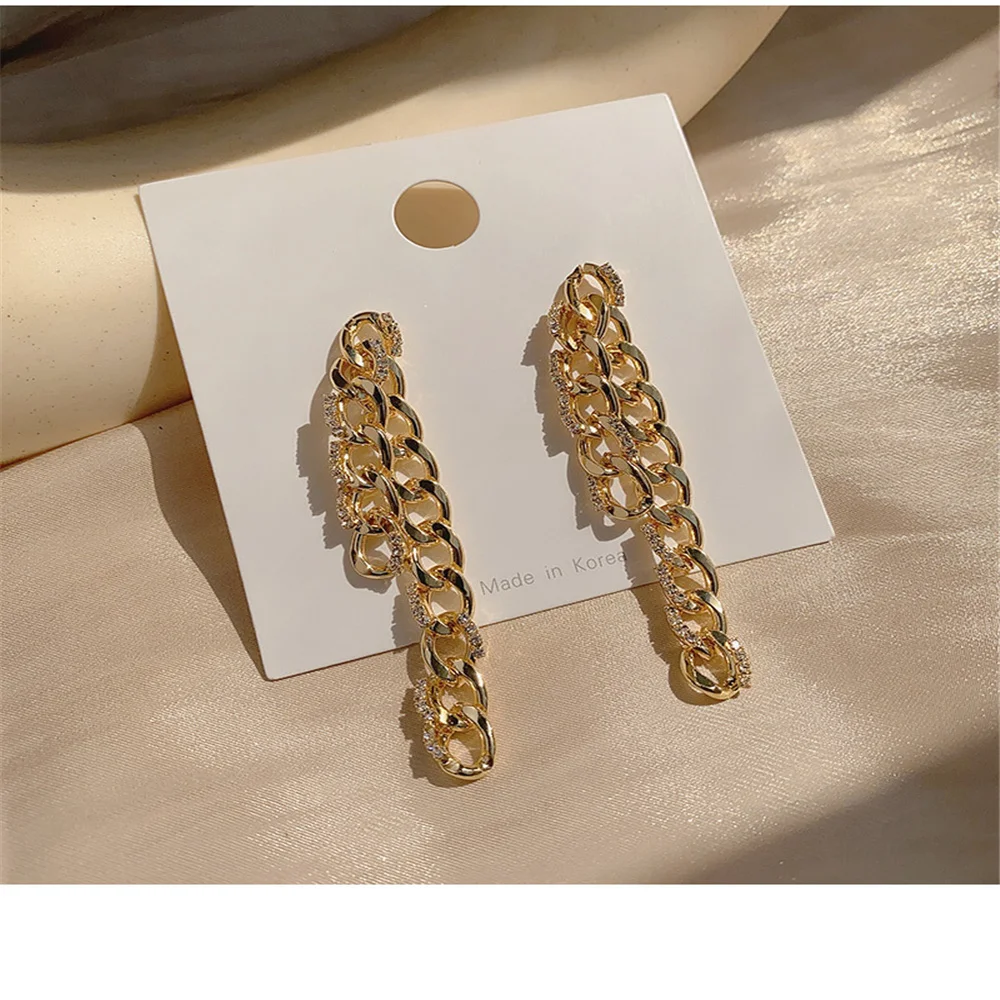 

Long Personality Hip Hop Chain Earrings Sense Cold Wind Temperament Drop Earrings Fashion Ear Ornaments Valentine's Day Present
