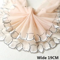 19cm wide exquisite tulle skin pink soft mesh embroidery lace fabric collar edge trim wedding dress head veil diy sewing decor