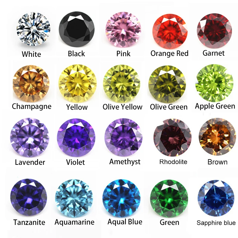 

1.0~3.0mm 5A Qaulity Various 20 Colors Loose Cubic Zirconia Stones Round Brilliant Cut CZ Synthetic Gems For Jewelry Dropship