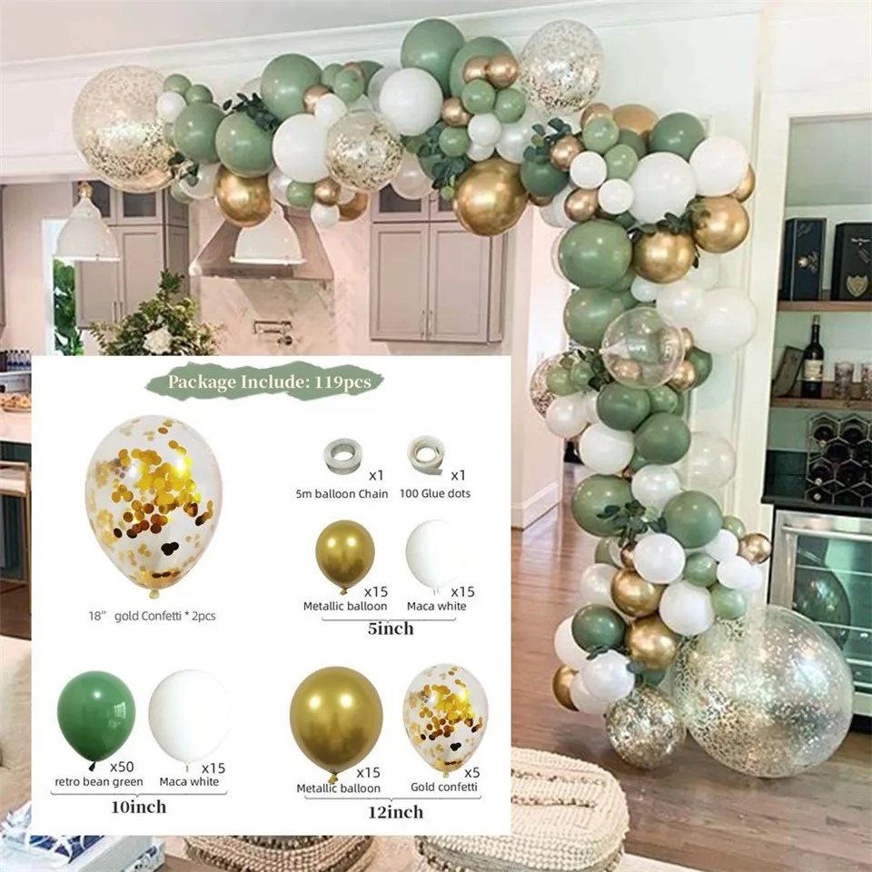 

Воздушные шары в стиле ретро, зеленые, авокадо, латексные, металлические, золотые, Globos, джунгли, воздушные шары-гирлянды, декор для детского д...